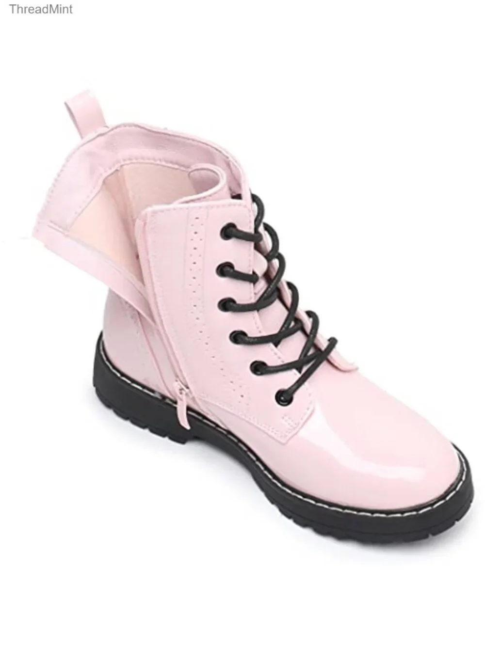 Kids Combat Boots Side Zipper Round Toe Water Resistant Ankle Boots